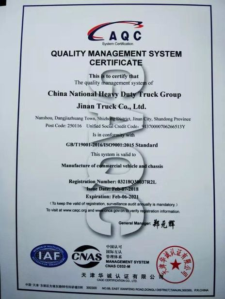 China Jinan Automobile Sales Co., Ltd. Certification