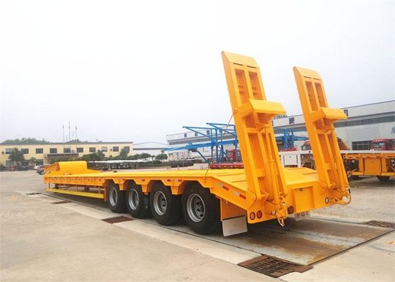 Heavy Duty 3 Axles 60 Ton Semi Trailer Low Flat Bed Truck