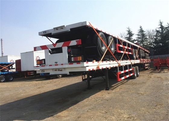 3 Axle 40ft Flat Deck Trailers For Transporting Container