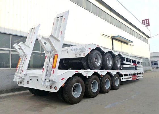 Mechanical Ladder 3 Axle 60 Tons Lowbed Truck Semi Trailer