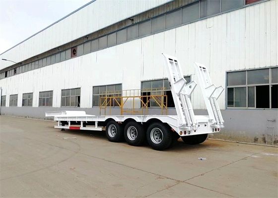 Mechanical Ladder 3 Axle 60 Tons Lowbed Truck Semi Trailer