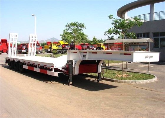 Mechanical Ladder 3 Axle 60 Tons Lowbed Truck Semi Trailer